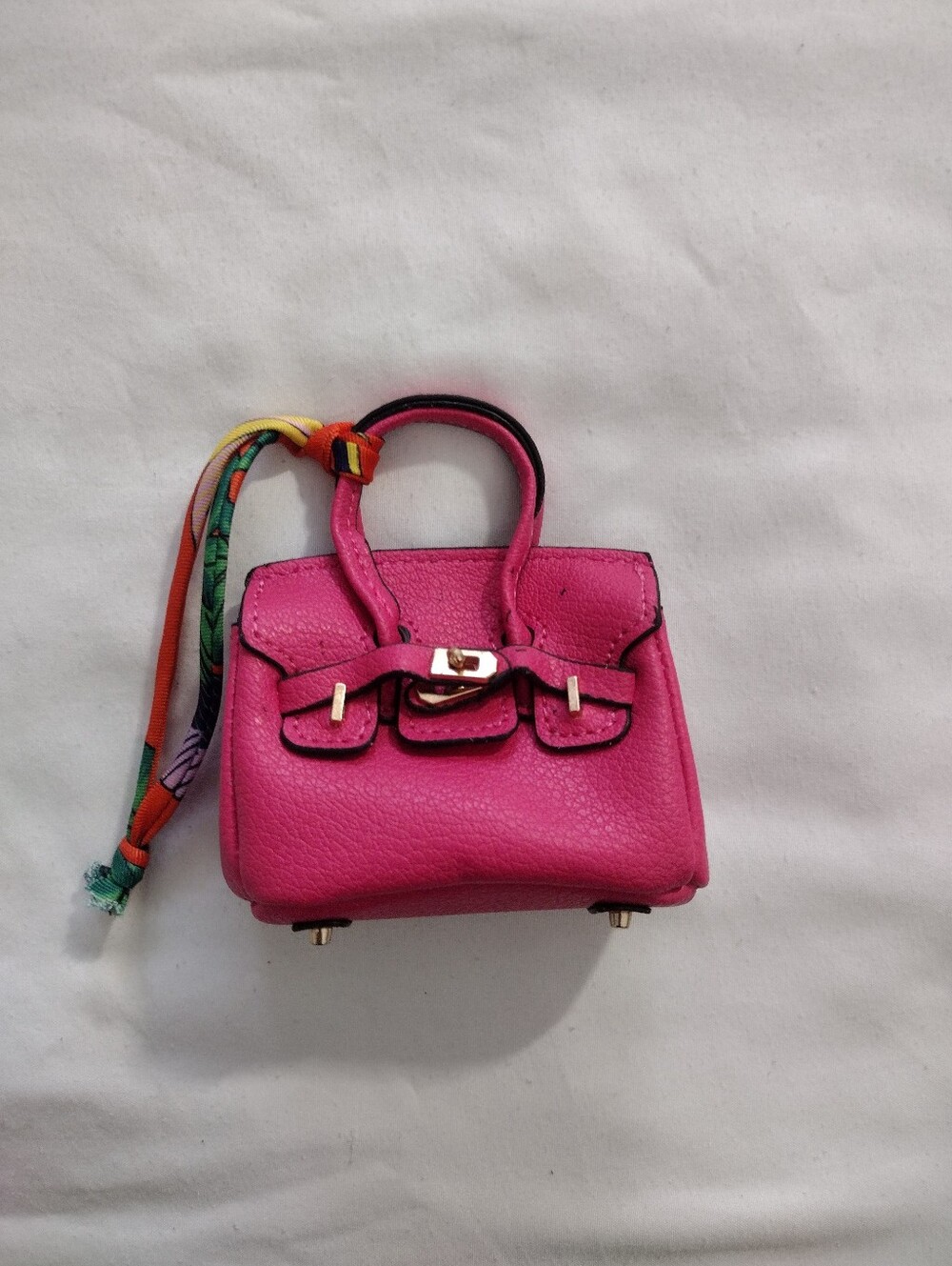 Luxury Pink Mini Top-Handle Women's Bag with Scarf Accent Charm
